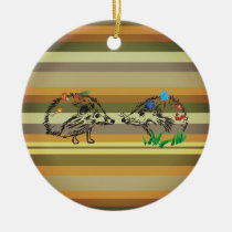 Fall Art Hedgehogs Love Ornament
