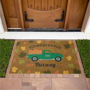 Fall Art Pumpkin Patch Old Vintage Farm Truck Art Doormat