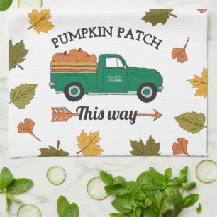 Fall Art Pumpkin Patch Old Vintage Farm Truck Art Kitchen Towel