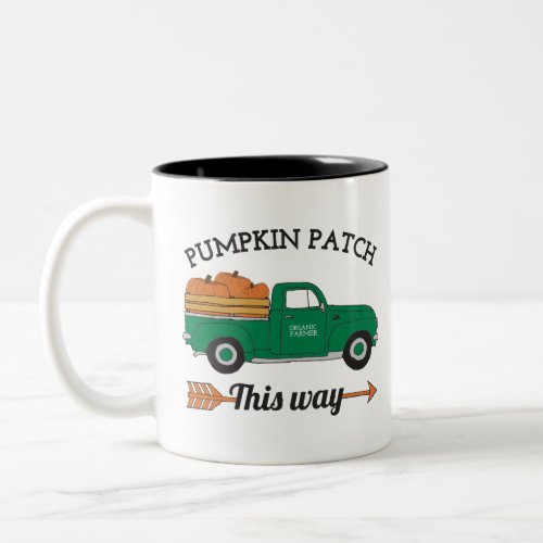 Fall Art Pumpkin Patch Old Vintage Farm Truck Art Two_Tone Coffee Mug