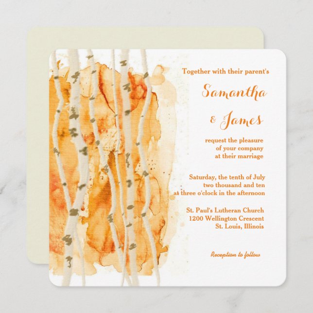 Fall Aspen Grove Custom Wedding Invitation (Front/Back)