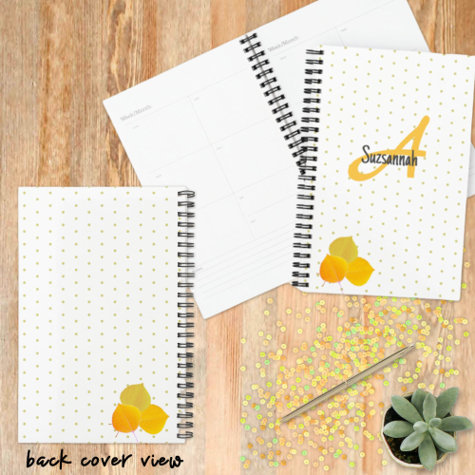 Fall Aspens Leaves & Monogram Polka Dot Pattern