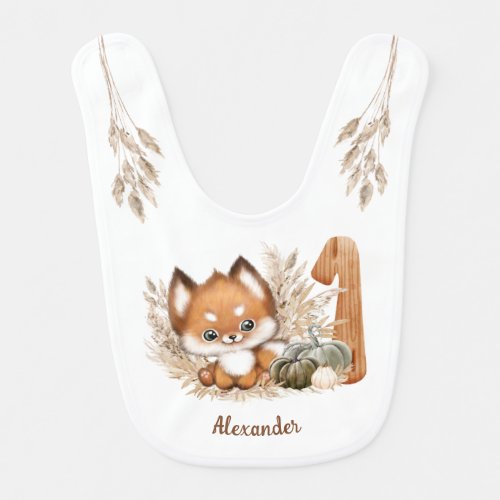 Fall Autumn 1st Birthday Baby Bib