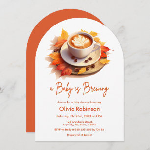 Fall Autumn A Baby is Brewing Coffee Baby Shower Invitation