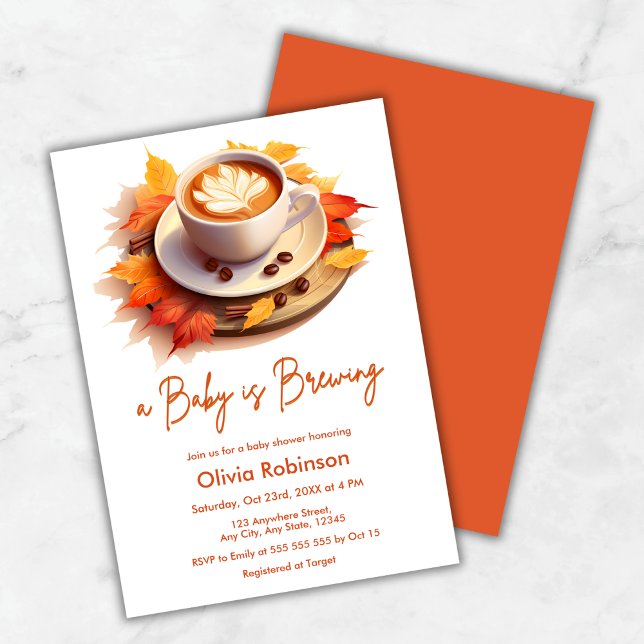 Fall Autumn A Baby is Brewing Coffee Baby Shower Invitation (Fall Autumn A Baby is Brewing Coffee Baby Shower Invitation )
