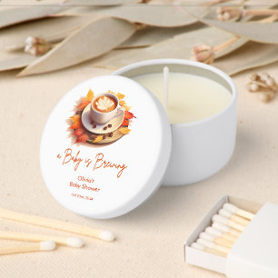 Fall Autumn A Baby is Brewing Coffee Baby Shower Mini Candle Favors