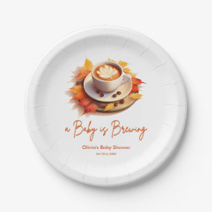 Fall Autumn A Baby is Brewing Coffee Baby Shower  Paper Plates