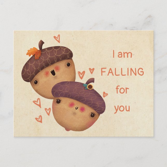 Fall Autumn Acorns Cute Halloween Thanksgiving  Holiday Postcard (Front)