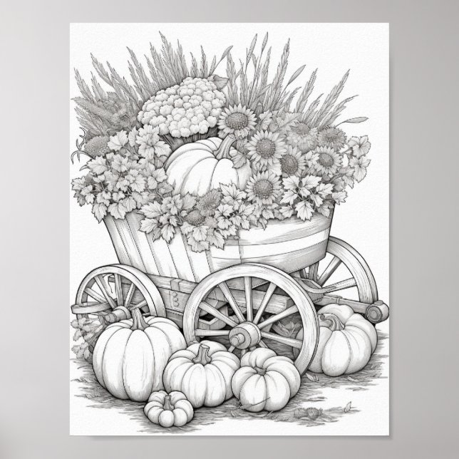 Fall/Autumn Adult Coloring Poster (Front)