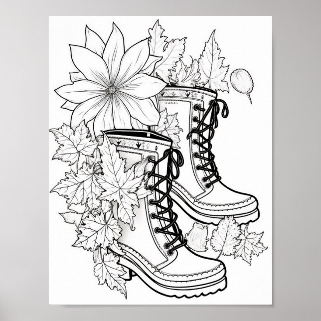 Fall/Autumn Adult Coloring Poster (Front)