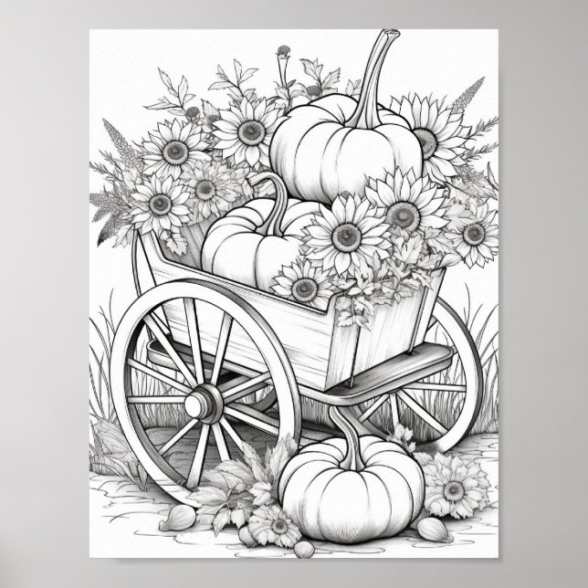 Fall/Autumn Adult Coloring Poster (Front)