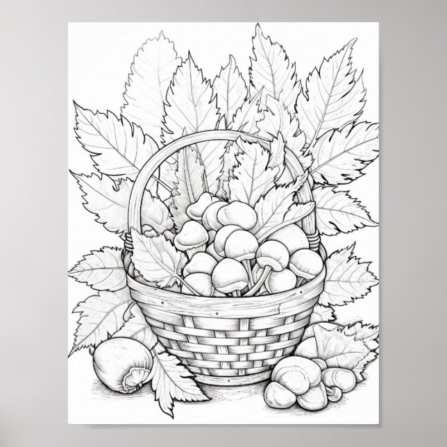Fall/Autumn Adult Coloring Poster (Front)