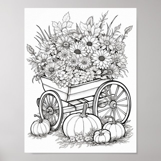 Fall/Autumn Adult Coloring Poster (Front)