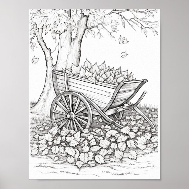 Fall/Autumn Adult Coloring Poster (Front)