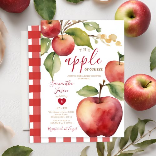 Fall Autumn Apple of my Eye Baby Shower Invite 