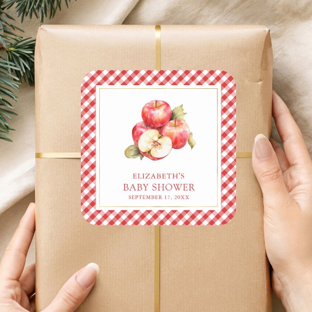 Fall Autumn Apple Of Our Eye Baby Shower Square Sticker (Creator Uploaded)