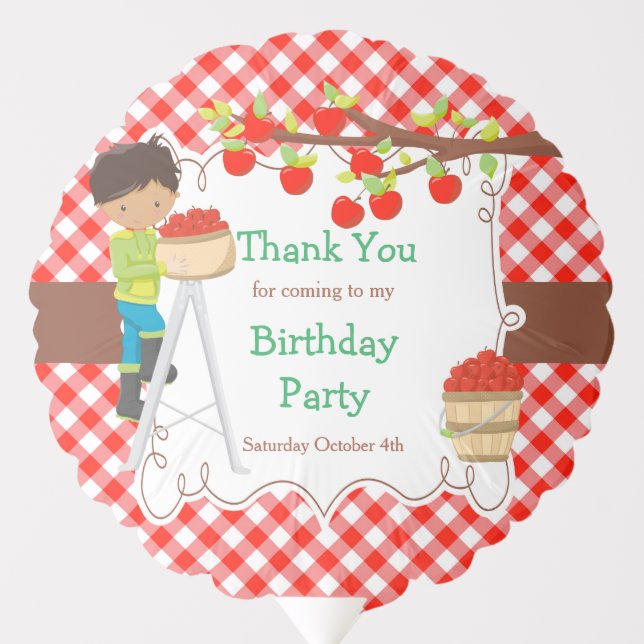 Fall Autumn Apple Picking African America Birthday Balloon (Front)