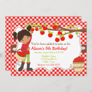 Fall Autumn Apple Picking African American Invitation