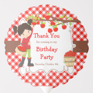 Fall Autumn Apple Picking Black Hair Birthday Balloon