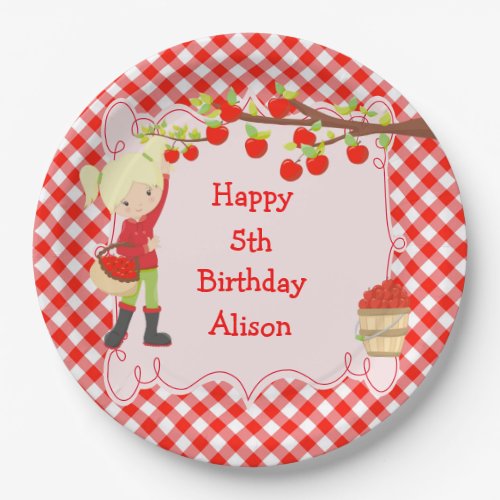 Fall Autumn Apple Picking Blonde Birthday Party Paper Plates