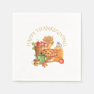 Fall Autumn Apples, Cider, Apple Pie, Coffee Napkins