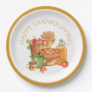 Fall Autumn Apples, Cider, Apple Pie, Coffee Paper Plates