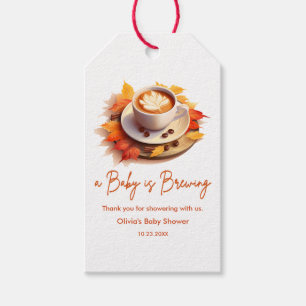 Fall Autumn Baby is Brewing Baby Shower Thank You  Gift Tags