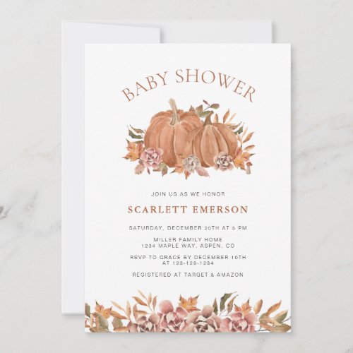 Fall Autumn Baby Shower Invitation