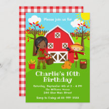 Fall Autumn Barnyard Birthday Dark Skin Girl