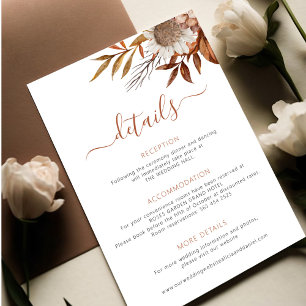 Fall autumn boho foliage leaves wedding details  enclosure card