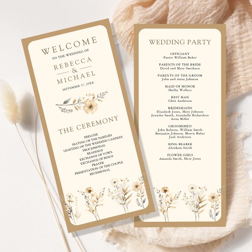 Fall Autumn Boho Wildflower Wedding Program