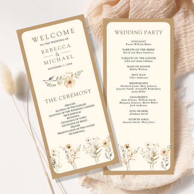 Fall Autumn Boho Wildflower Wedding Program (Creator Uploaded)