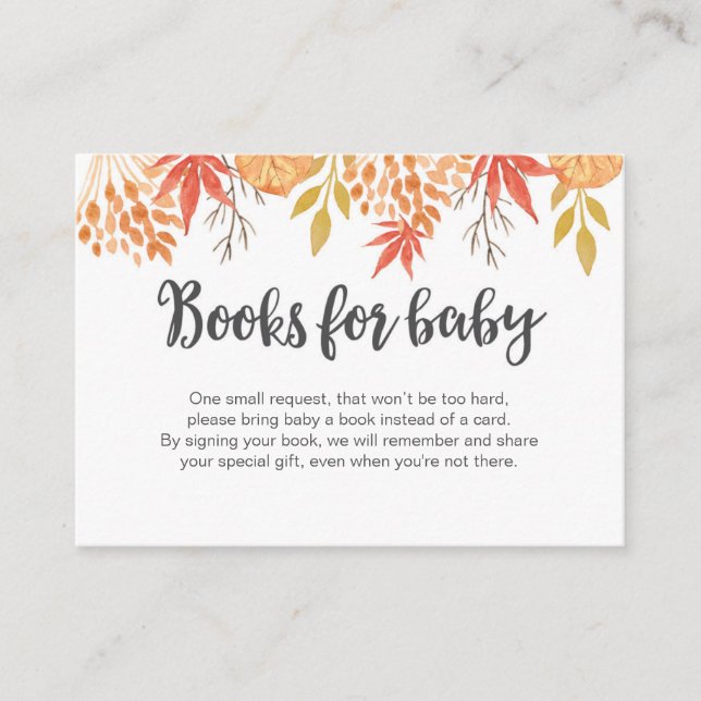 Fall Autumn Book Request Baby Shower Insert Card (Front)