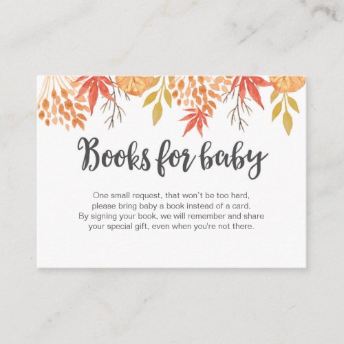 Fall Autumn Book Request Baby Shower Insert Card