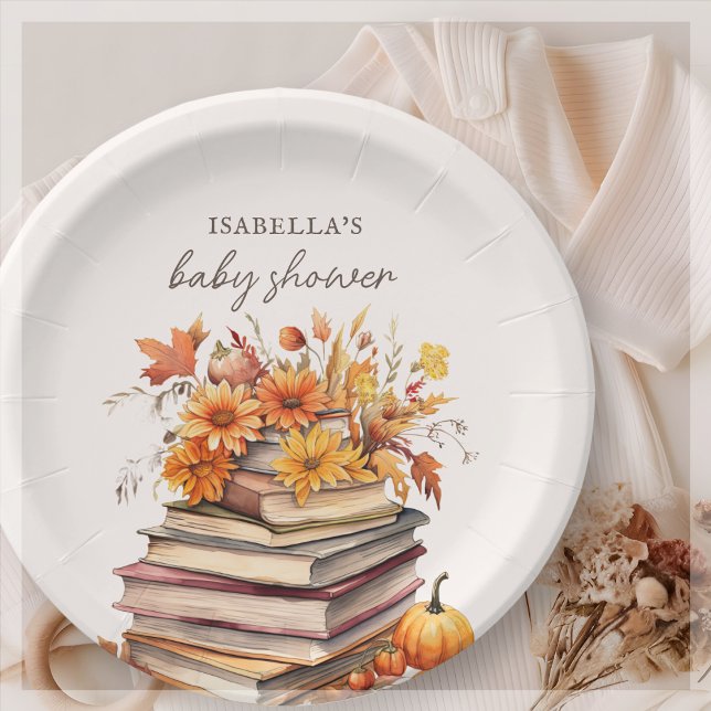 Fall Autumn Book Themed | Baby Shower  Paper Plates (Creator Uploaded)