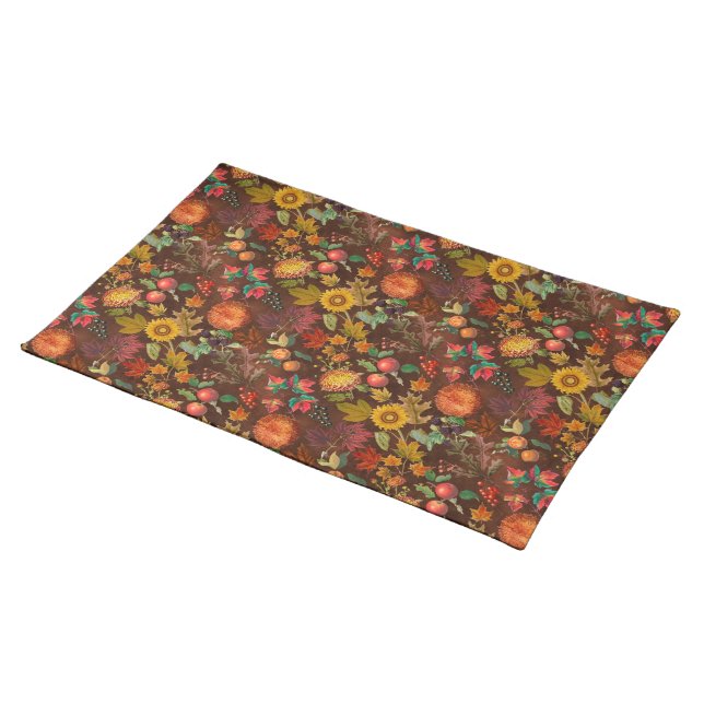 Fall Autumn Botanical Cloth Placemat (On Table)