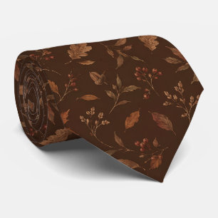 Fall Autumn Botanical Seamless Pattern Neck Tie
