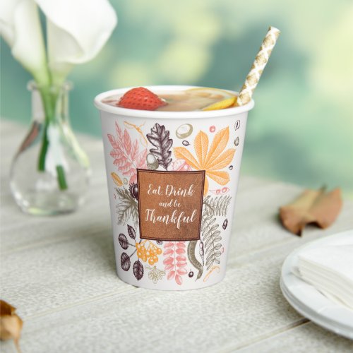 Fall Autumn Botanicals Paper Cups