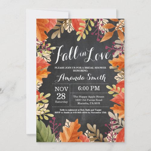 Fall Autumn Bridal Shower Invitation