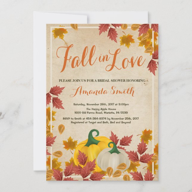 Fall Autumn Bridal Shower invitation (Front)