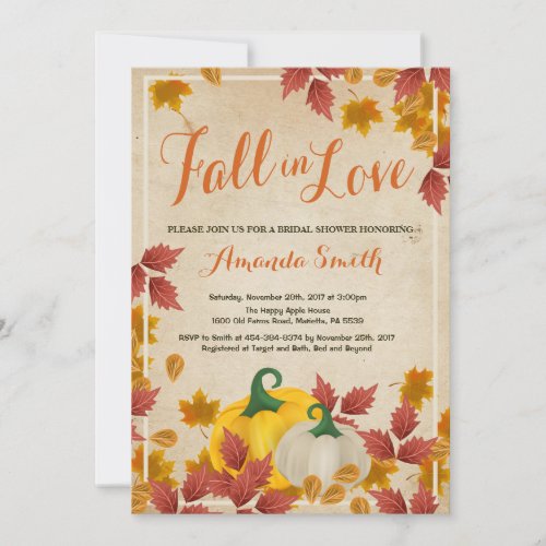 Fall Autumn Bridal Shower invitation