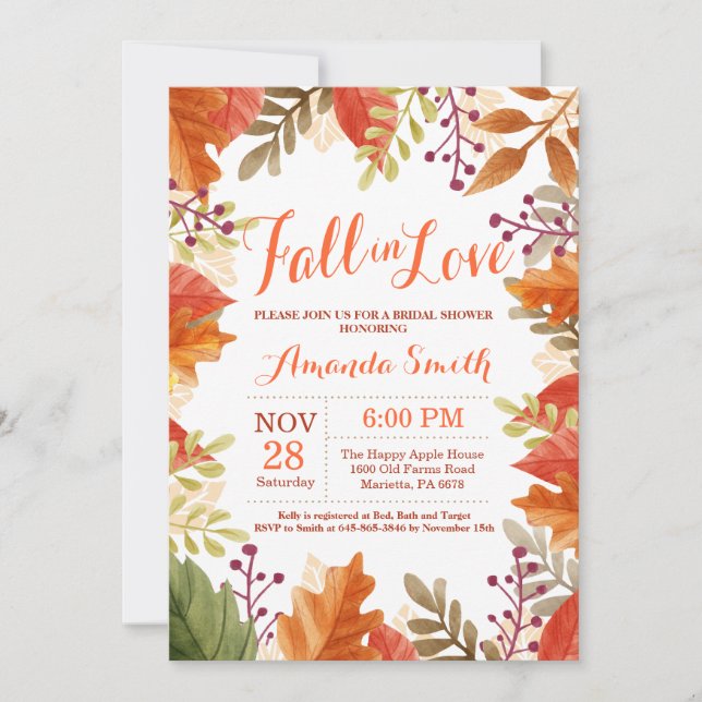 Fall Autumn Bridal Shower Invitation (Front)