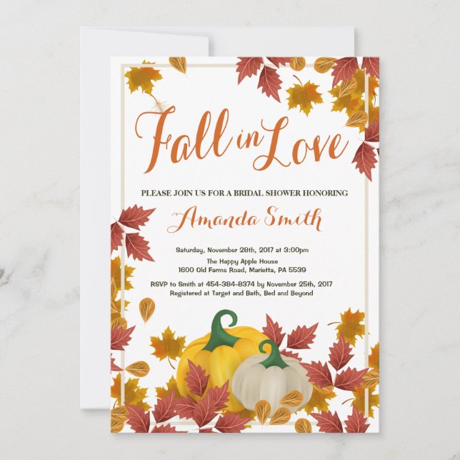 Fall Autumn Bridal Shower invitation (Front)