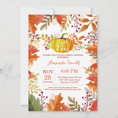 Fall Autumn Bridal Shower Invitation