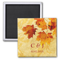 fall autumn brown leaves save the date magnets