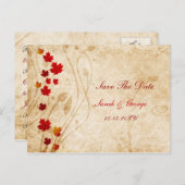 fall autumn brown leaves save the dates announcement postcard (Front/Back)