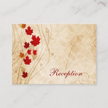 fall autumn brown leaves  wedding reception cards