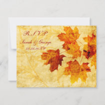 fall autumn brown wedding rsvp cards