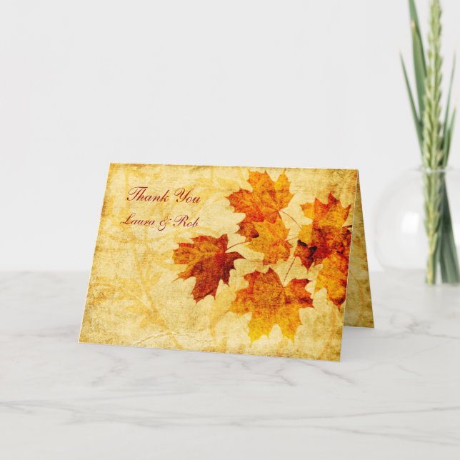 fall autumn brown wedding Thank You (Front)