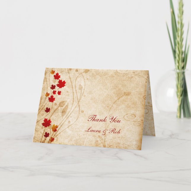 fall autumn brown wedding Thank You Card (Front)